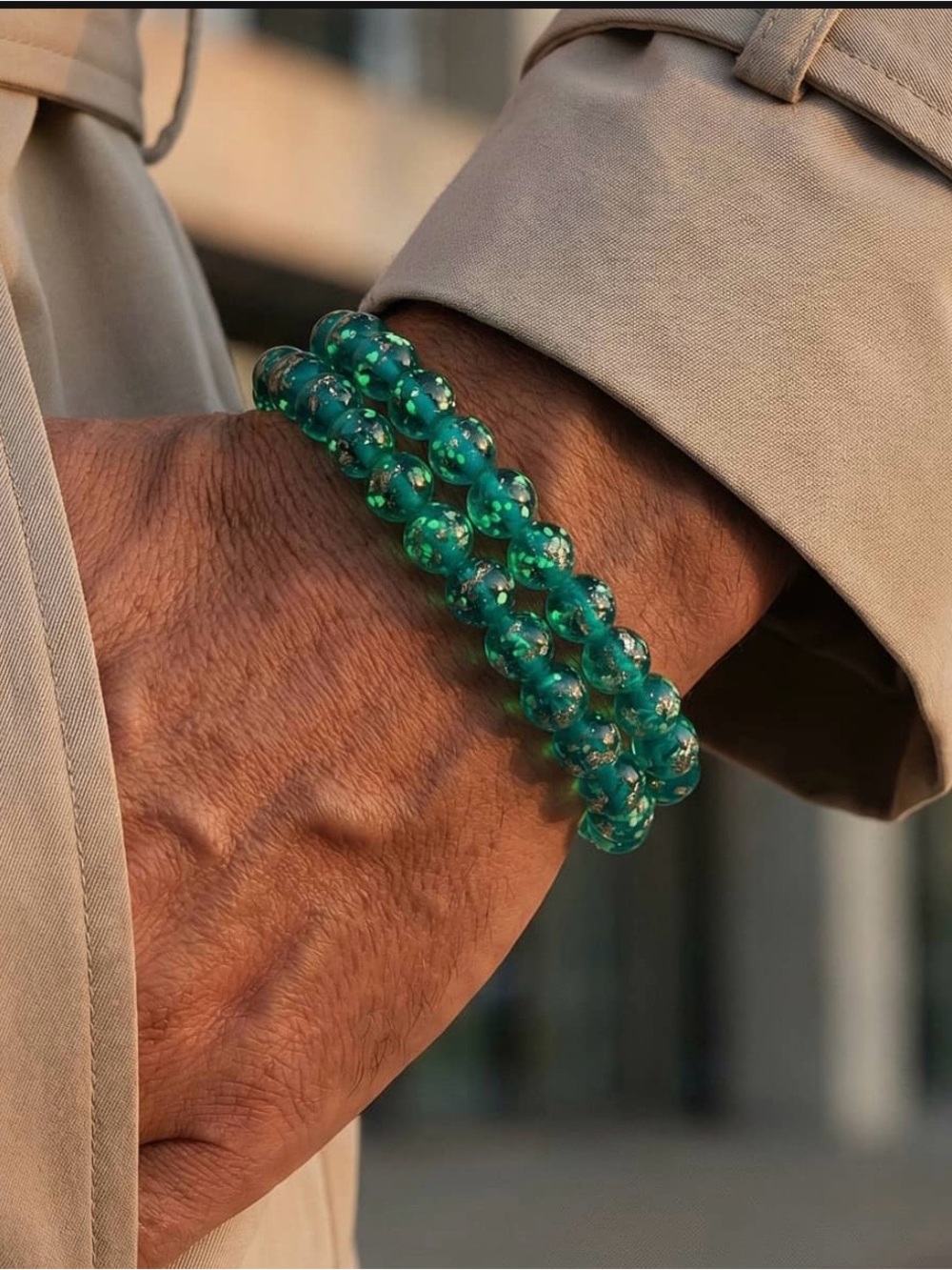 NWT Nogu Teal | .925 Sterling Silver | Firefly Glass Bracelet (18 cm=7 inches) - Picture 6 of 7